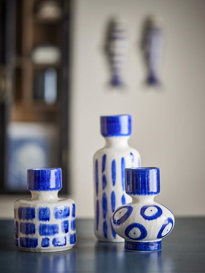Bloomingville Vaas Romane Set van 3 stuks Blauw