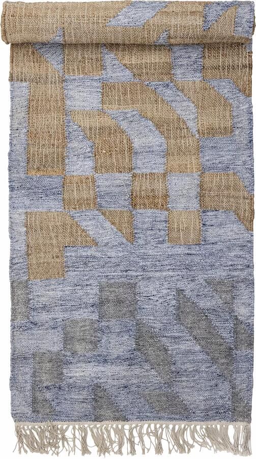 Bloomingville Vloerkleed Vikka Jute en wolmix 75 x 245cm Blauw