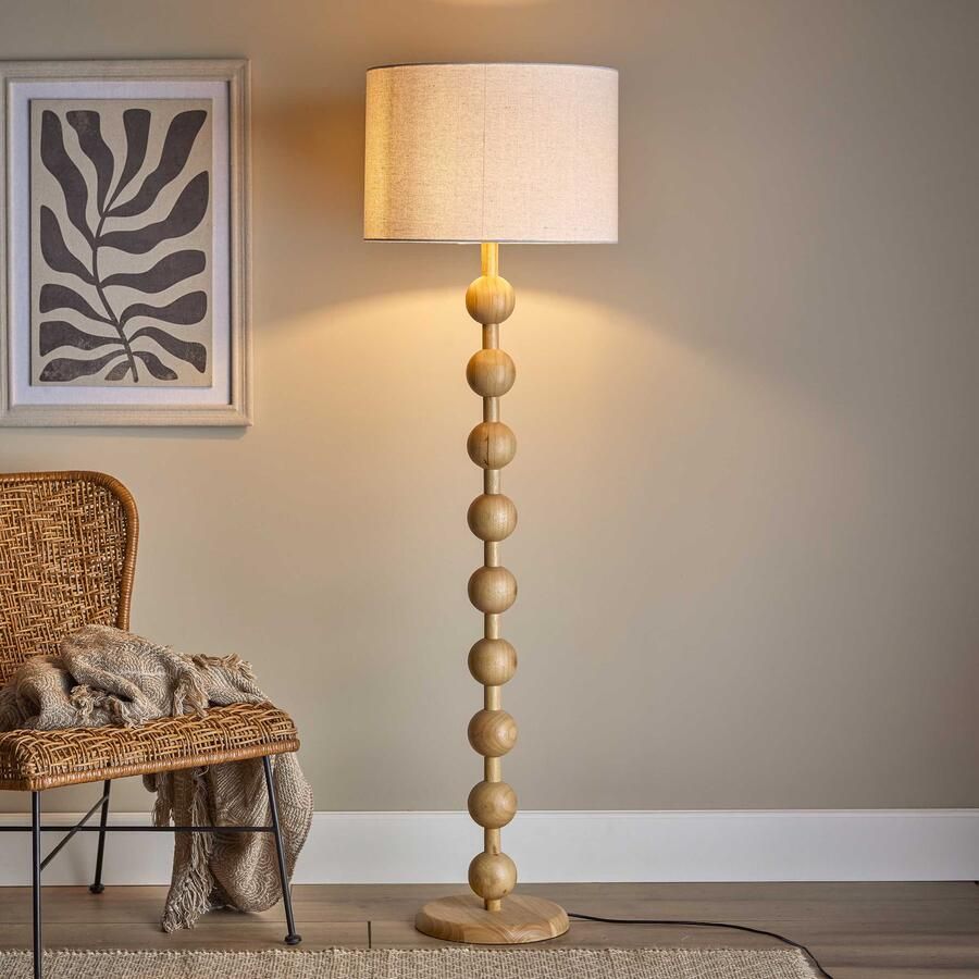 Bloomingville Vloerlamp Giacoma Rubberhout en linnen 155cm hoog Naturel