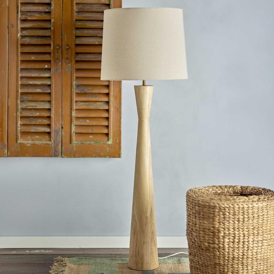 Bloomingville Vloerlamp Leonor Linnen en rubberhout 130cm hoog Naturel
