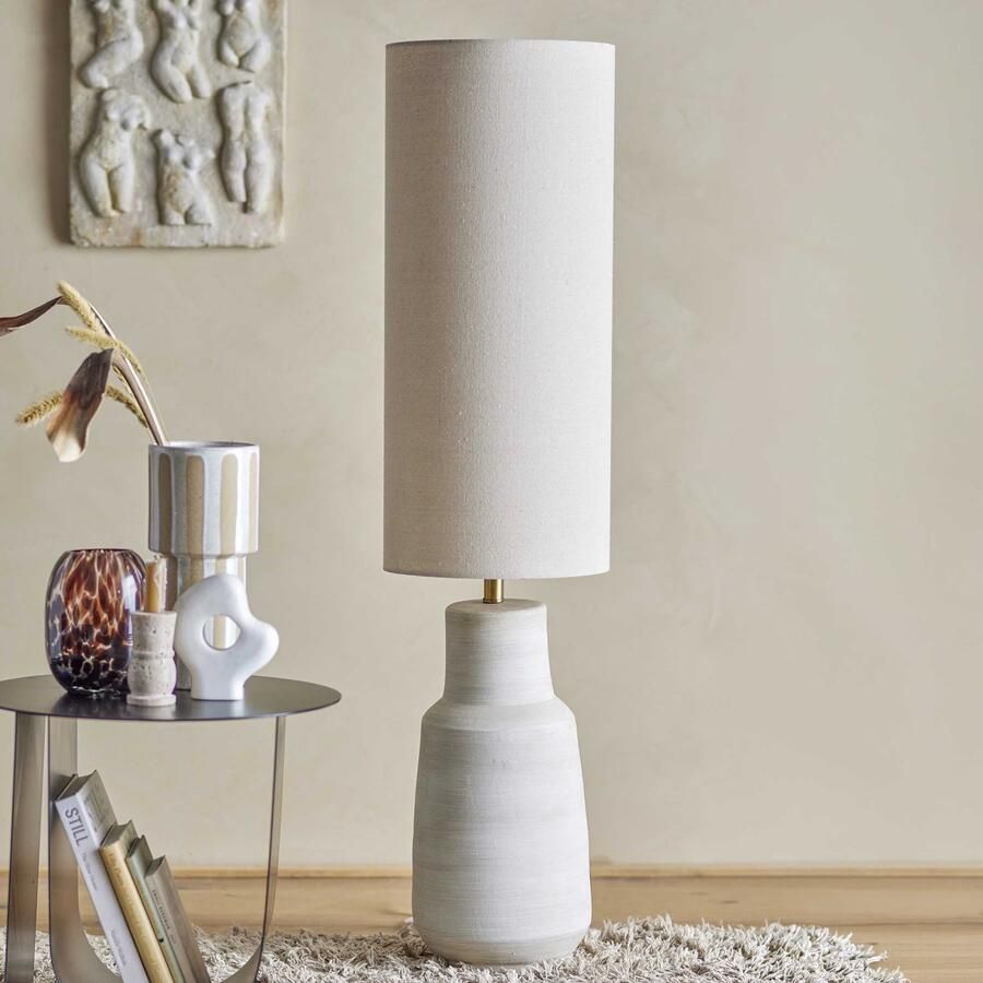 Bloomingville Vloerlamp Linetta Linnen en terracotta 113cm hoog Wit