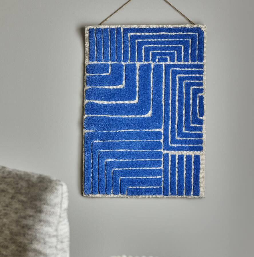 Bloomingville Wandkleed Velva Wol 64 x 45cm Blauw