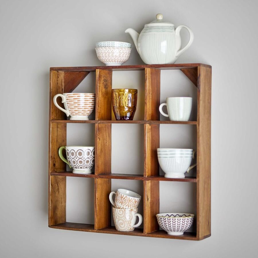 Bloomingville Wandrek Tilo Gerecycled hout 53 x 53cm Bruin