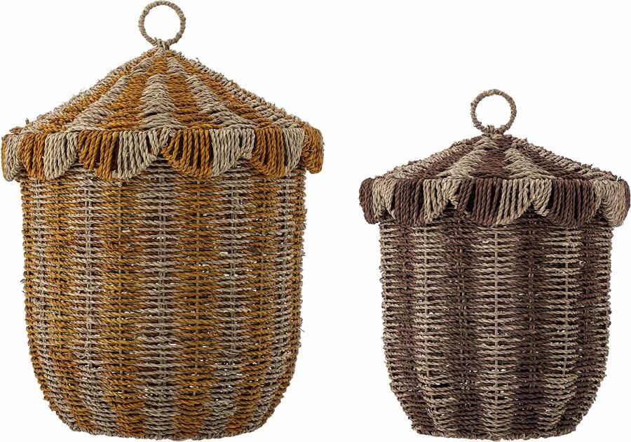 Bloomingville MINI Mand Cikkeline Set van 2 stuks Meerkleurig
