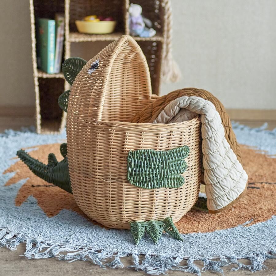 Bloomingville MINI Mand Eddi Dinosaurus 48cm hoog Naturel