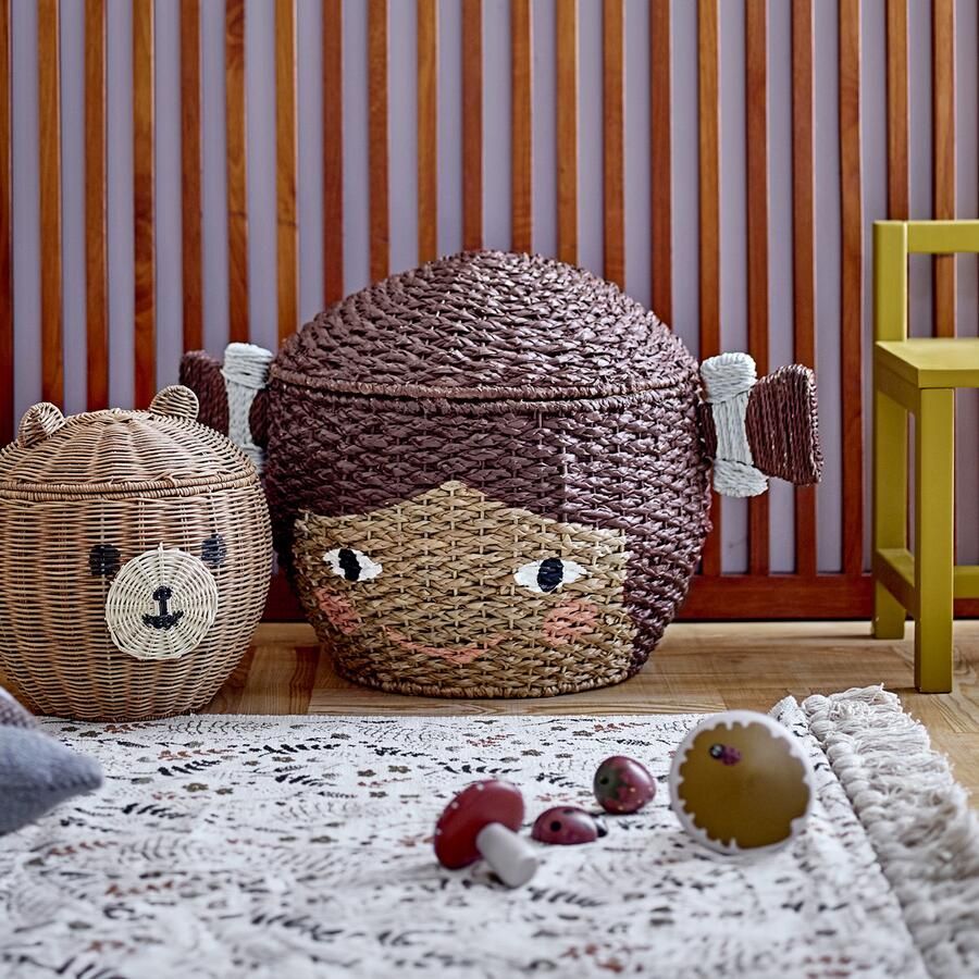 Bloomingville MINI Mand Lill Meisje Bankuan gras 44cm hoog Bruin