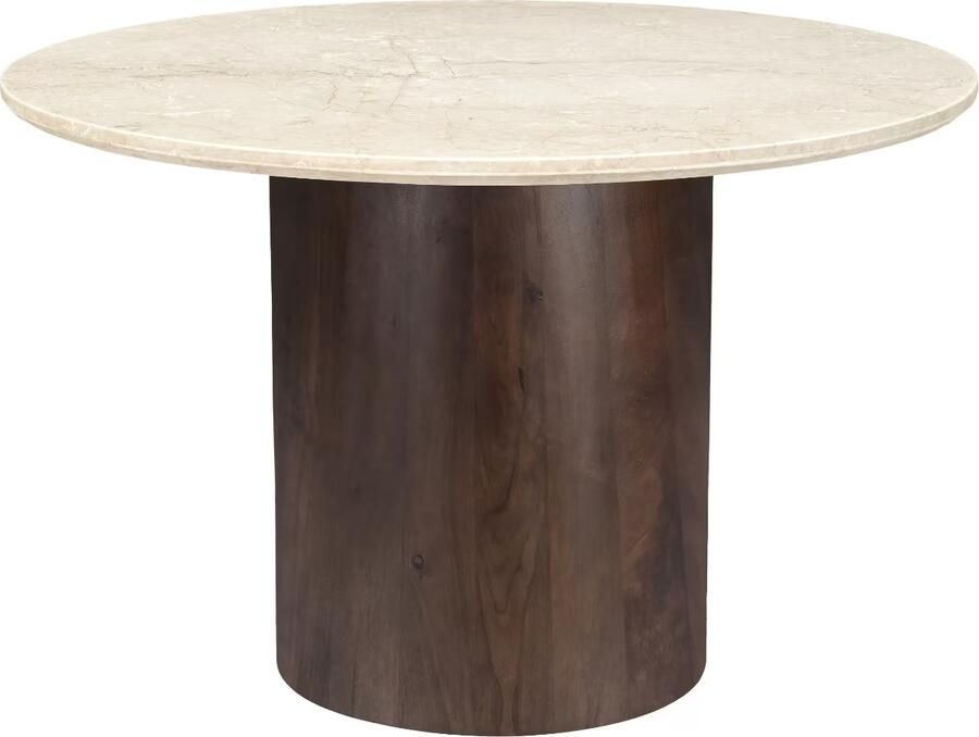 Brix Ronde Eettafel Bottecino Marmer & Mangohout Ø120cm Beige