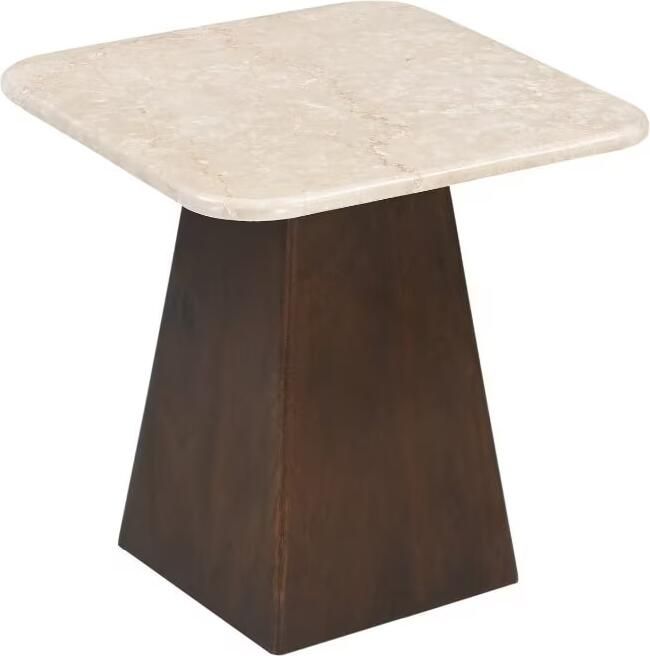 Sohome Vierkante Bijzettafel Margred Marmer en mangohout 45 x 45cm Beige