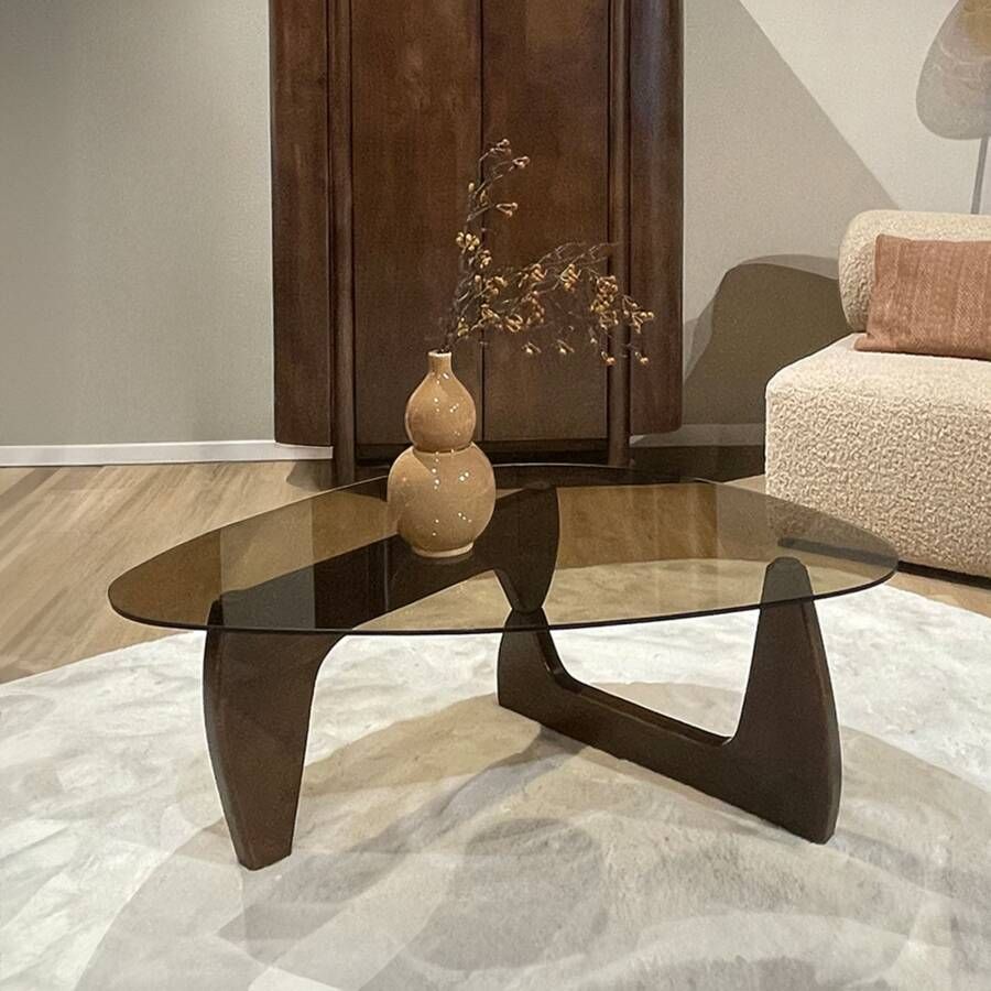 Brix Organische Salontafel Esmee Glas en mangohout 110 x 70cm Bruin