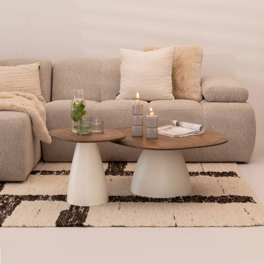 Sohome Organische Salontafel Madin Mangohout Set van 2 stuks Bruin