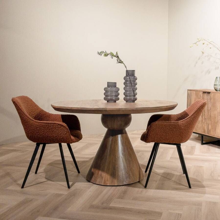Brix Ronde Eettafel Balthazar Mangohout 130cm Bruin