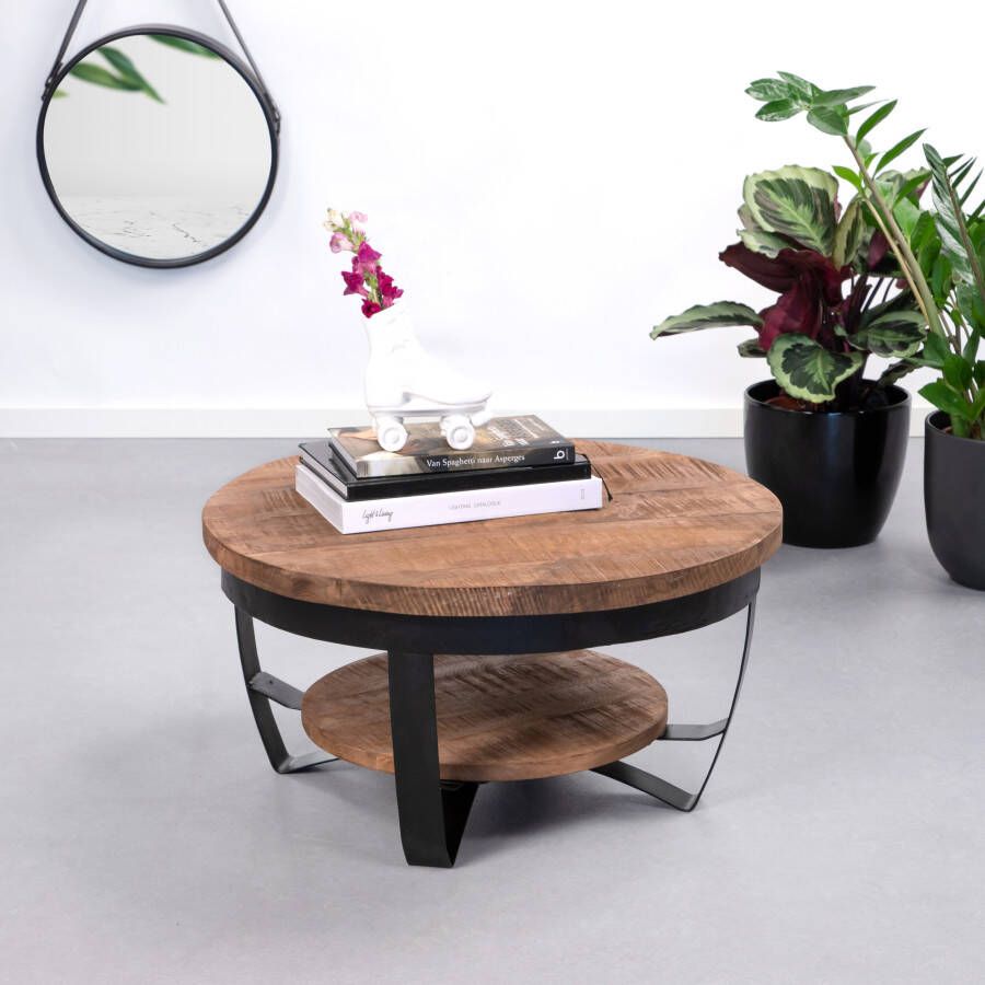 Brix Ronde Salontafel Mark Mango Staal zwart