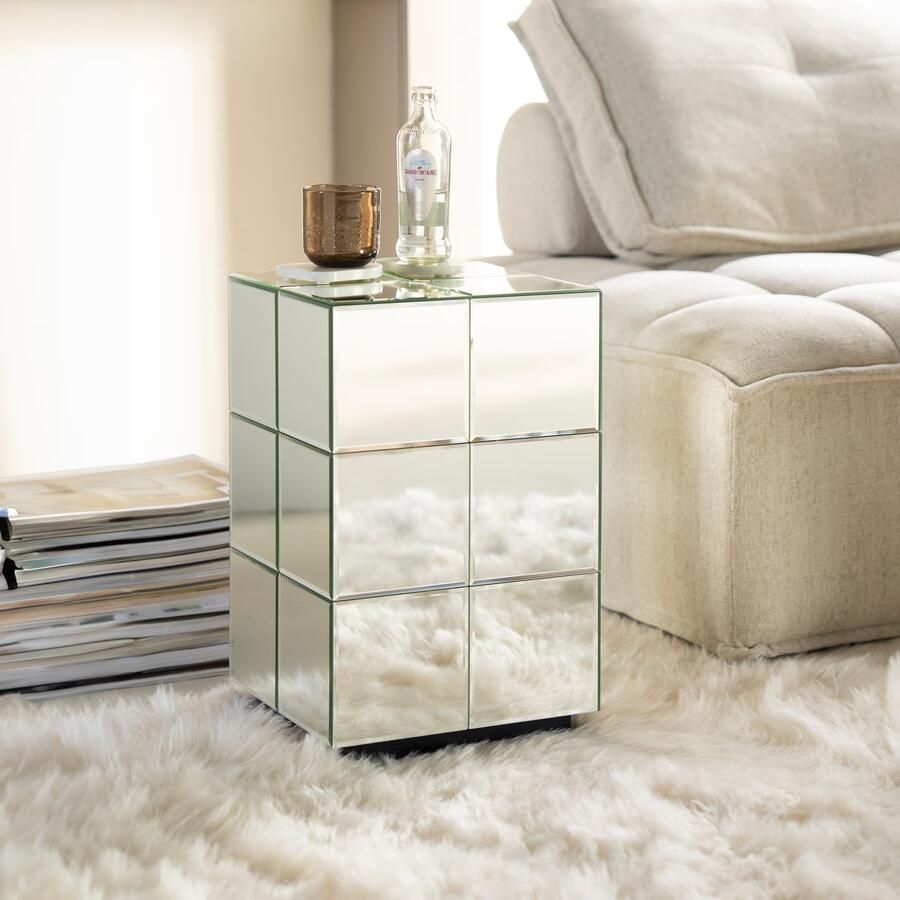 By-Boo Bijzettafel Flectron Glas 30 x 30cm Chrome Vierkant