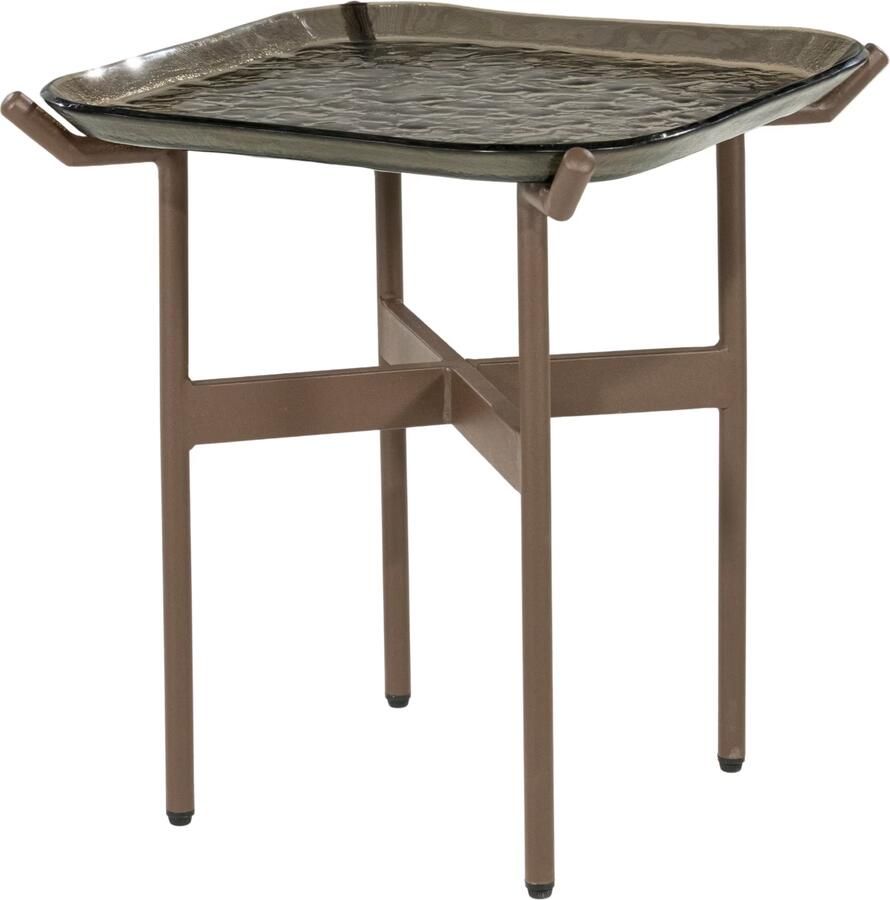 By-Boo Bijzettafel Liri Glas 44 x 44cm Bruin Vierkant