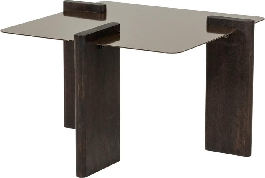 By-Boo Bijzettafel Voro Mangohout en ijzer 52 x 35cm Bruin