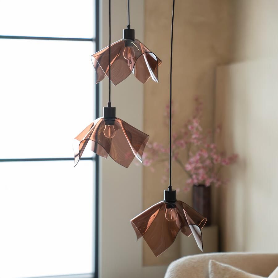 By-Boo Hanglamp Nims Acryl 3-lamps Bruin