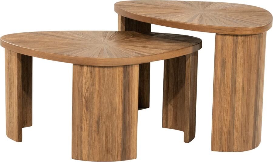 By-Boo Organische Salontafel Tala Teakhout Set van 2 stuks Natuurlijk