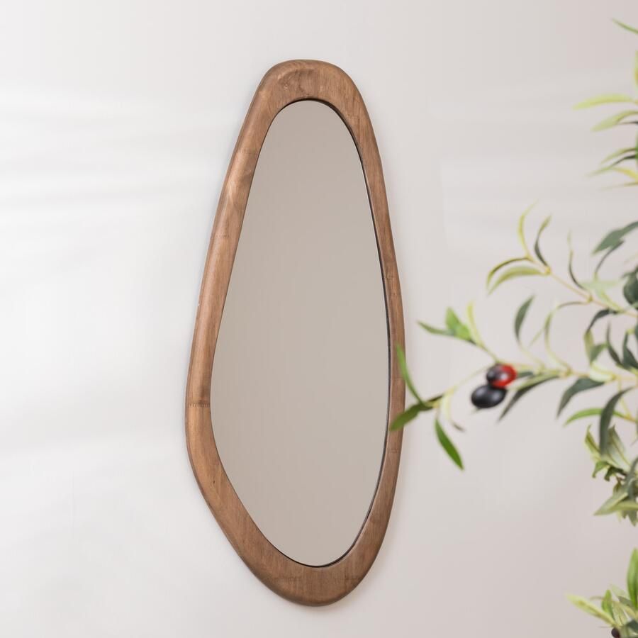 By-Boo Organische Spiegel Laban Hout 85 x 40cm Natuurlijk Japandi
