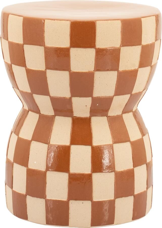 By-Boo Ronde Bijzettafel Blocsy 33cm Bruin