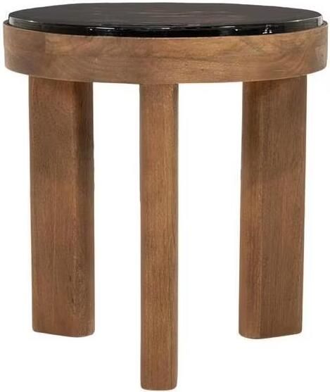 By-Boo Ronde Bijzettafel Lucent Mangohout en glas 45cm Bruin