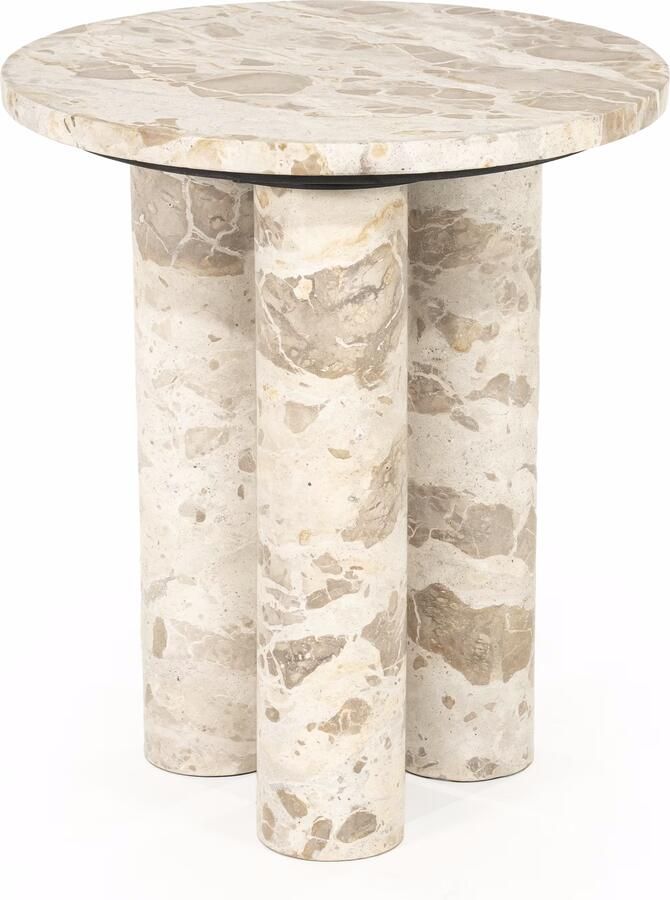 By-Boo Ronde Bijzettafel Marmo Marmer 40cm Beige