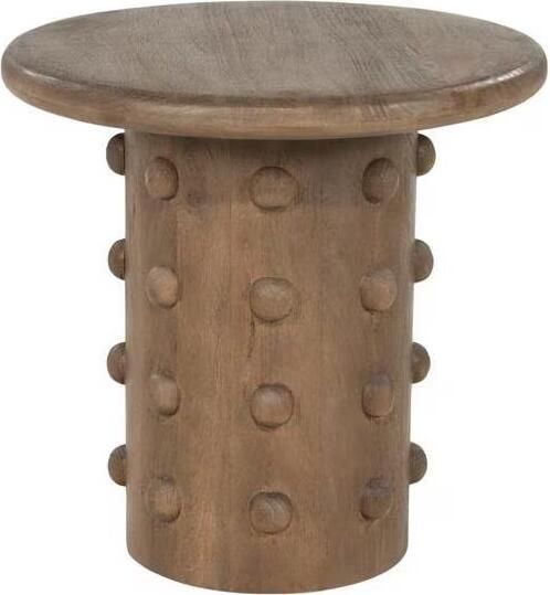 By-Boo Ronde Bijzettafel PopDot Mangohout 52cm Bruin