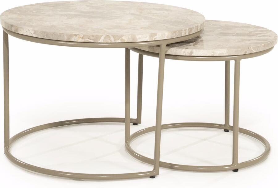 By-Boo Ronde Salontafel Alvar Marmer Set van 2 stuks Beige