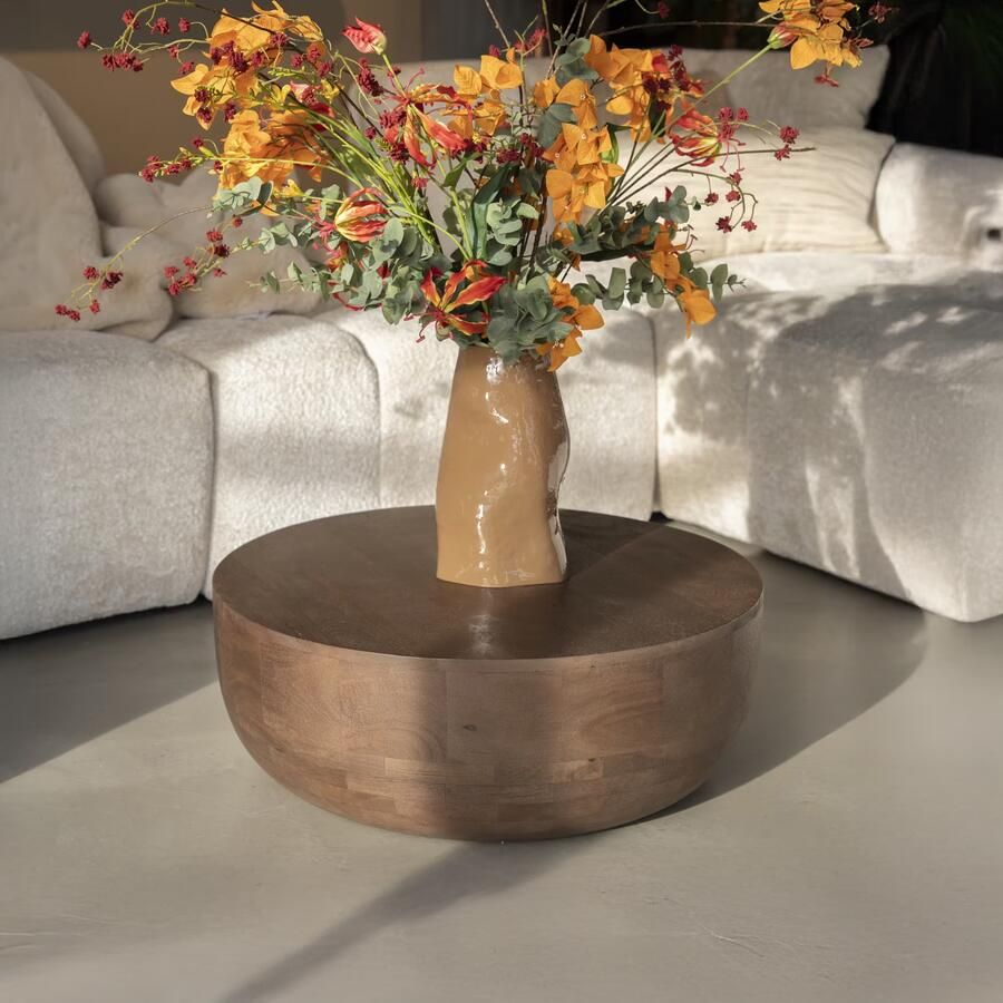 By-Boo Ronde Salontafel Karibu Mangohout 70cm Bruin