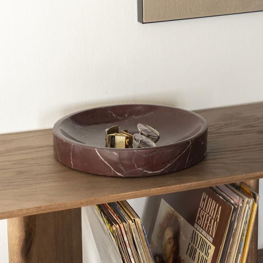 By-Boo Schaal Rosso Marmer 30cm Rood