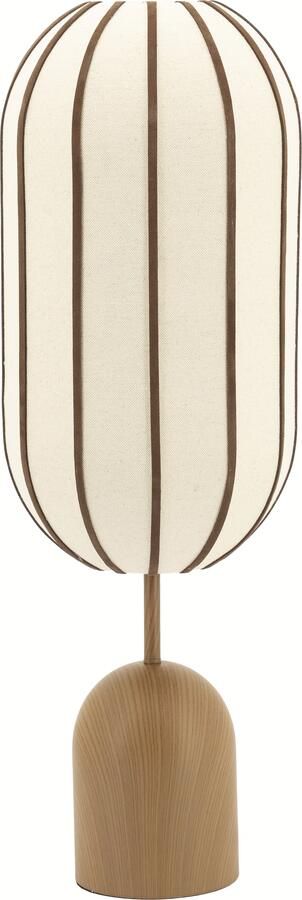 By-Boo Tafellamp Cocoon Linnen en leder 80cm Bruin