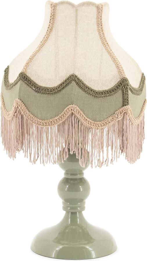 By-Boo Tafellamp Fringaloo Katoen en jute Groen