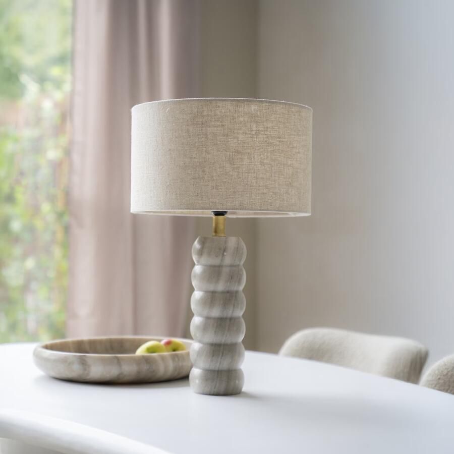 By-Boo Tafellamp Patron Marmer en Linnen 55cm Beige