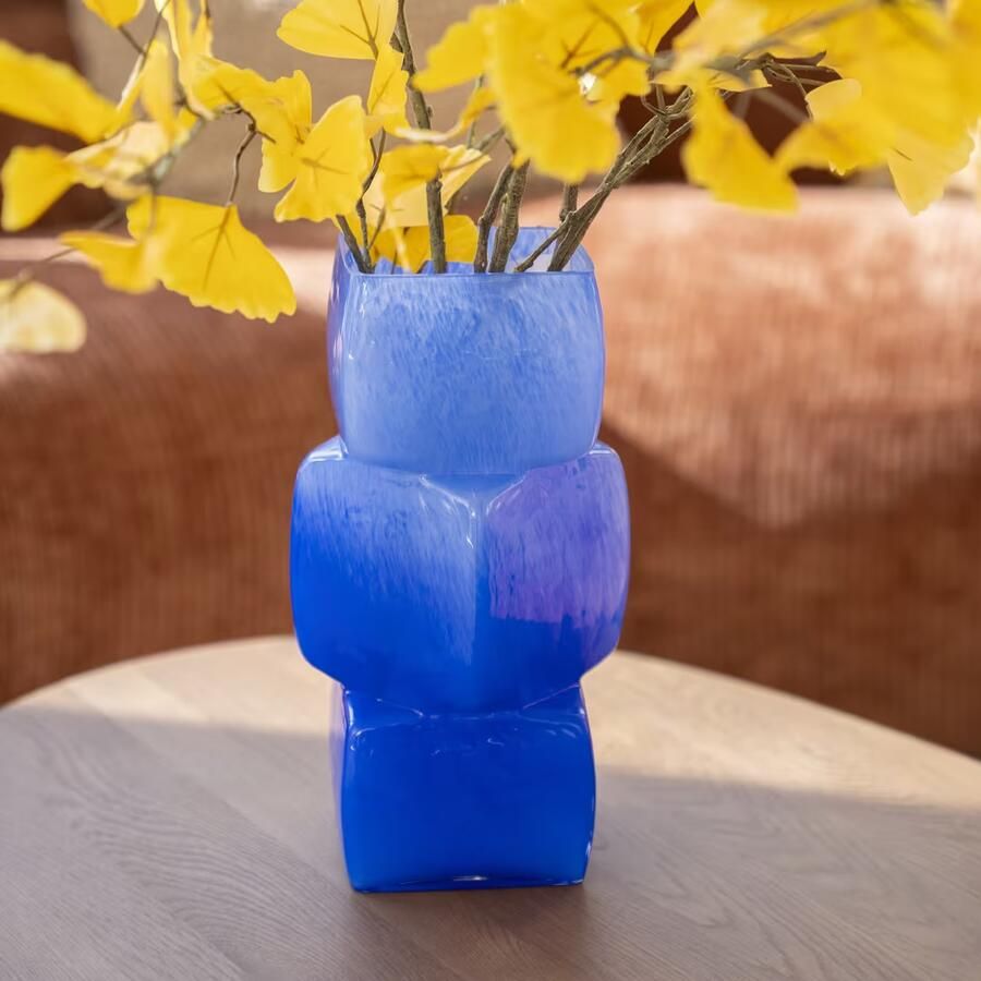 By-Boo Vaas Batu Mondgeblazen glas Blauw