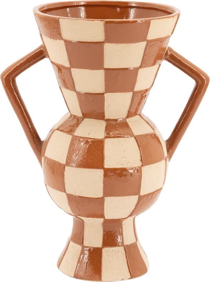 By-Boo Vaas Blocsy 35cm hoog Bruin