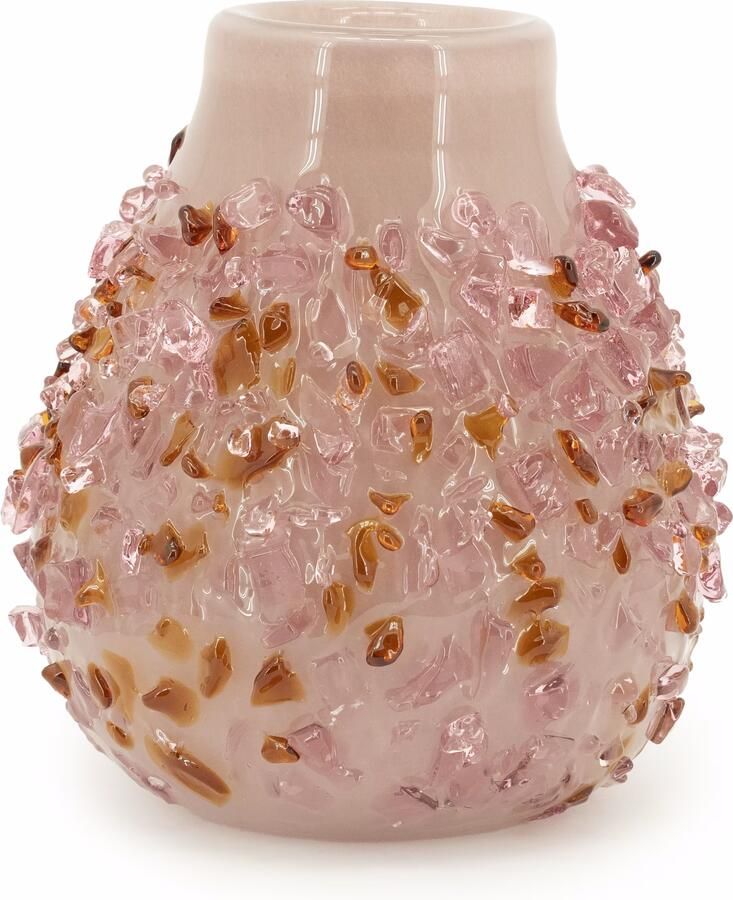 By-Boo Vaas Quartz Glas 28cm hoog Roze