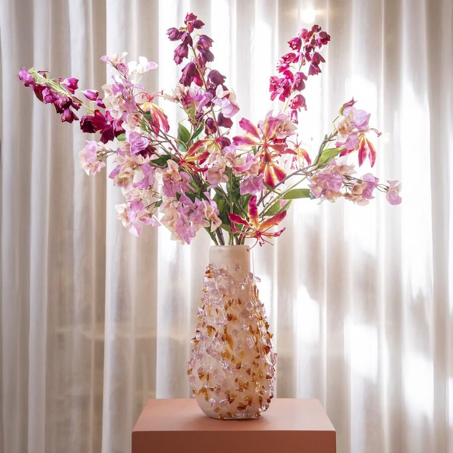 By-Boo Vaas Quartz Glas 40cm hoog Oranje