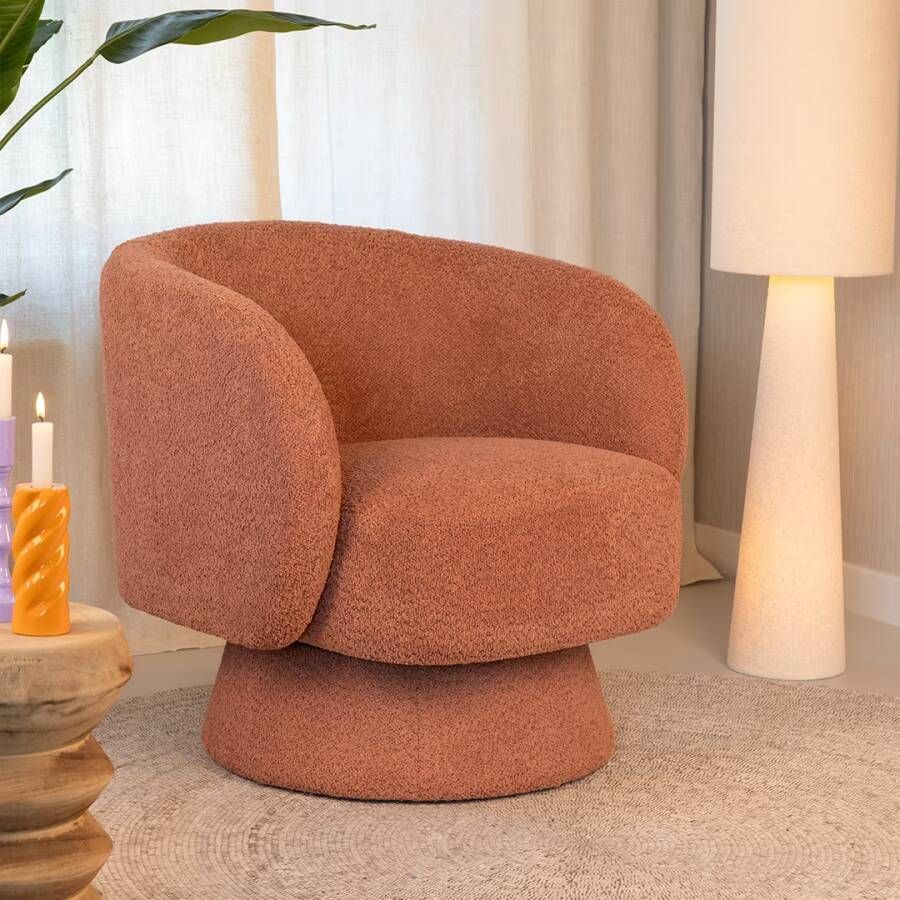 By-Boo | Fauteuil Balou Terracotta | Zitmeubels woonkamer | Draaifauteuil
