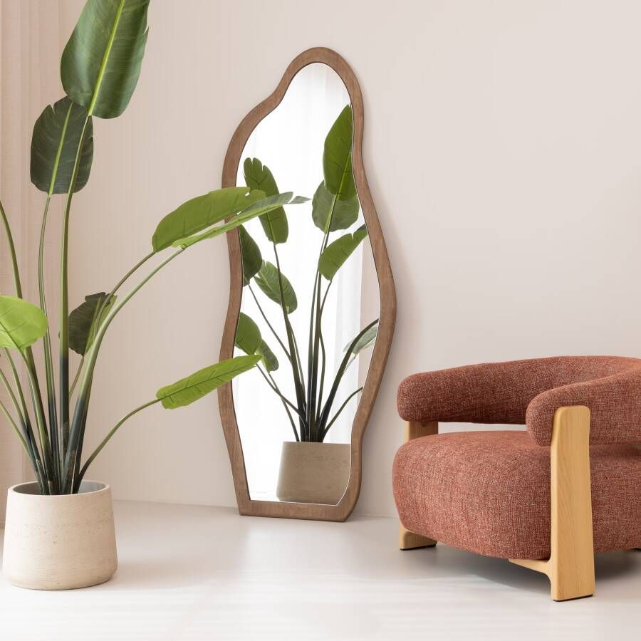 By-Boo Organische Spiegel Laban Hout 180 x 72cm Natuurlijk Japandi Passpiegel