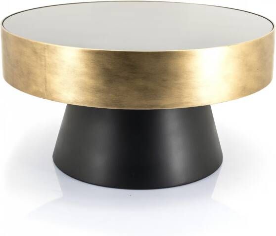 By-Boo Salontafel Bunga 75cm zwart goud met glazen blad Rond