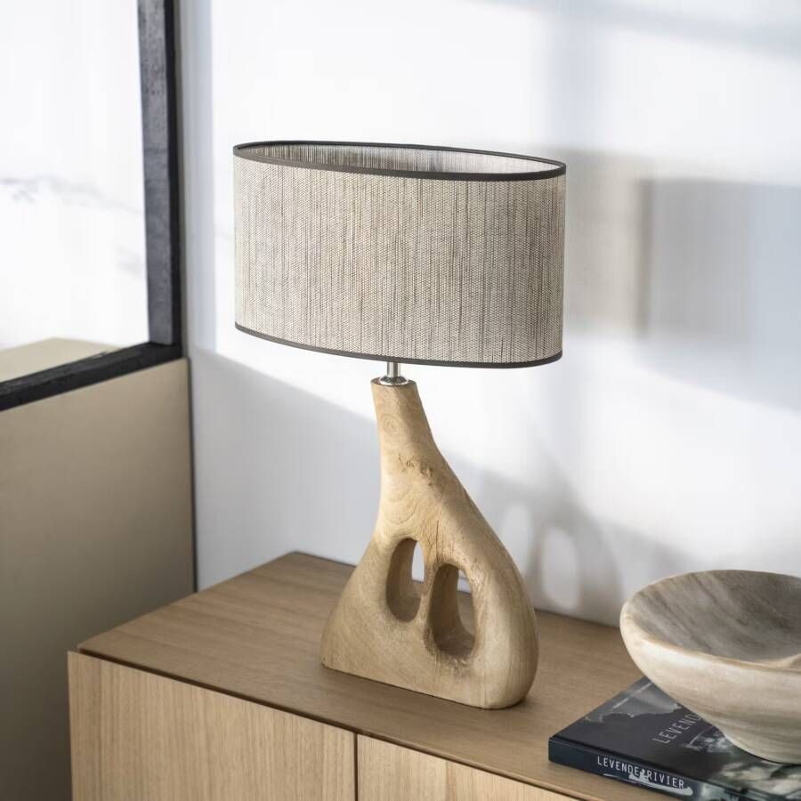 By-Boo Tafellamp Shiboo Hout 59cm hoog Naturel