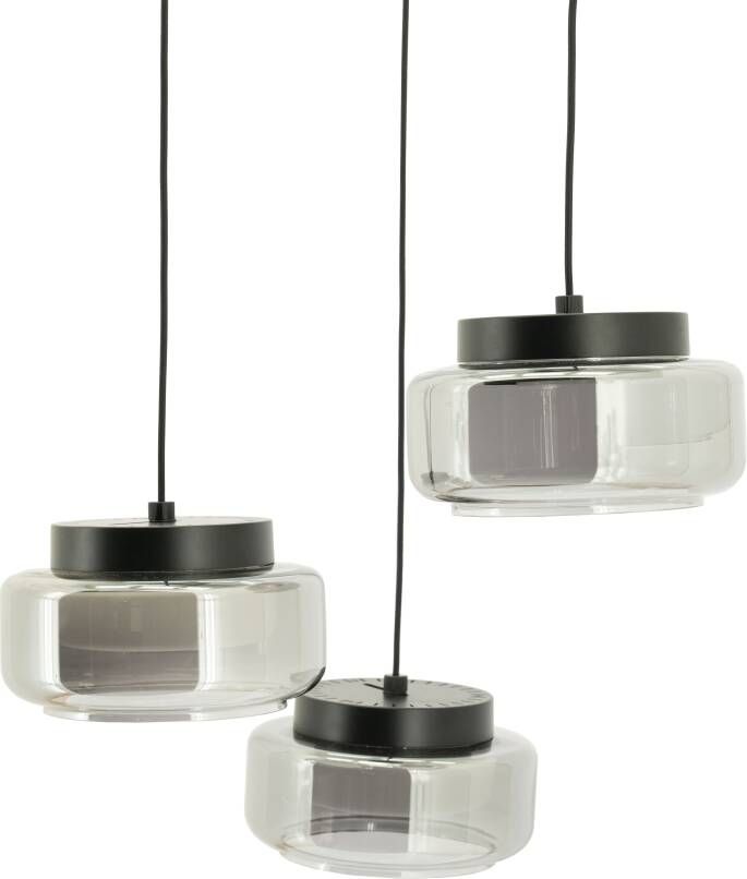 By-Boo Verstelbare Hanglamp Pivot Glas 3-lamps Grijs