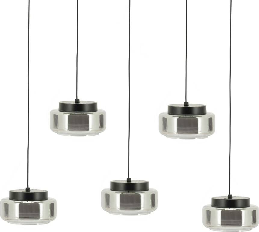 By-Boo Verstelbare Hanglamp Pivot Glas 5-lamps Grijs