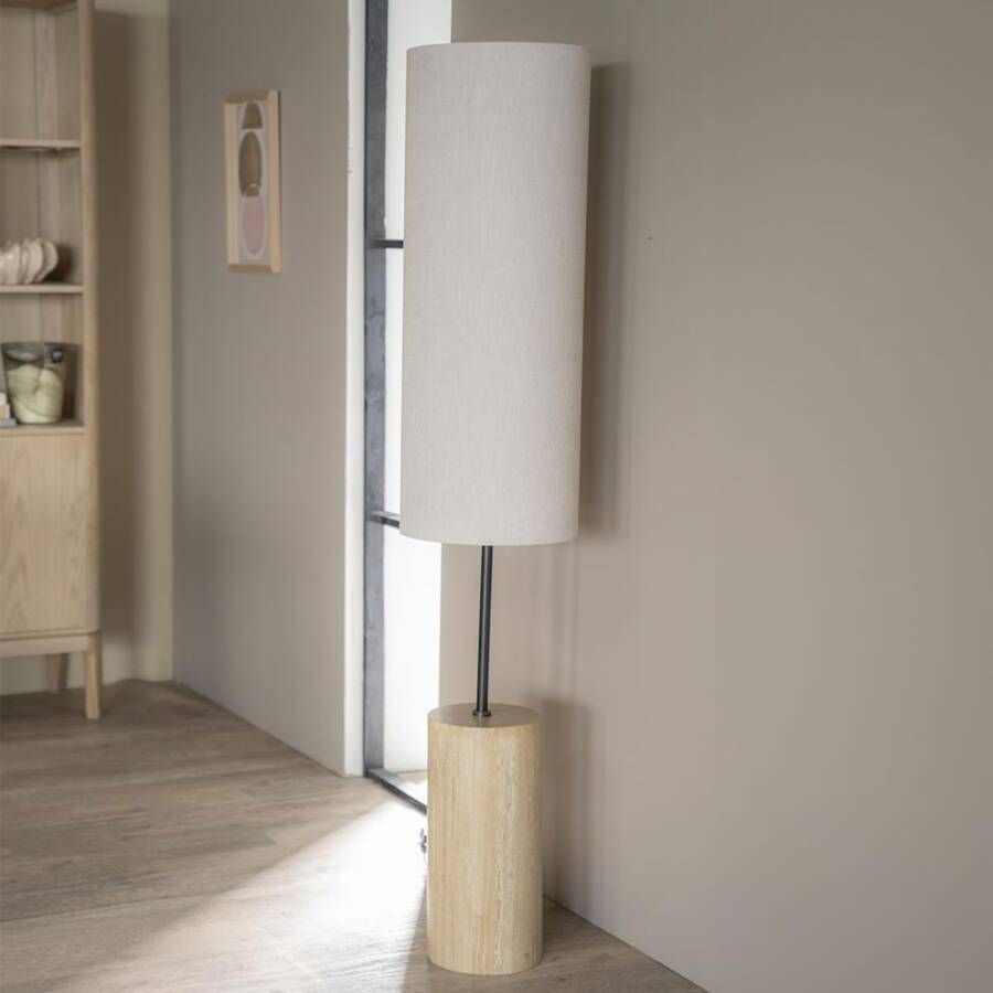 By-Boo Vloerlamp Amara Travertin en Linnen 145cm Natuurlijk