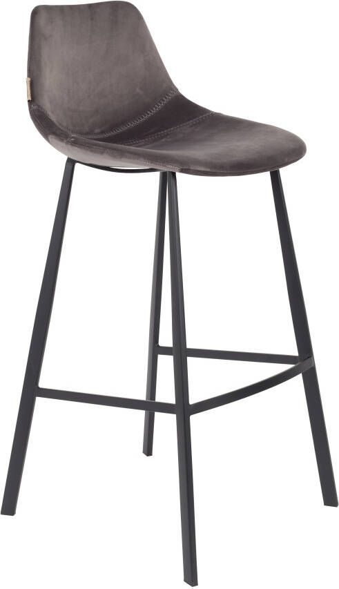 Dutchbone Barkruk 'Franky' Velvet (zithoogte 80cm) kleur Grijs