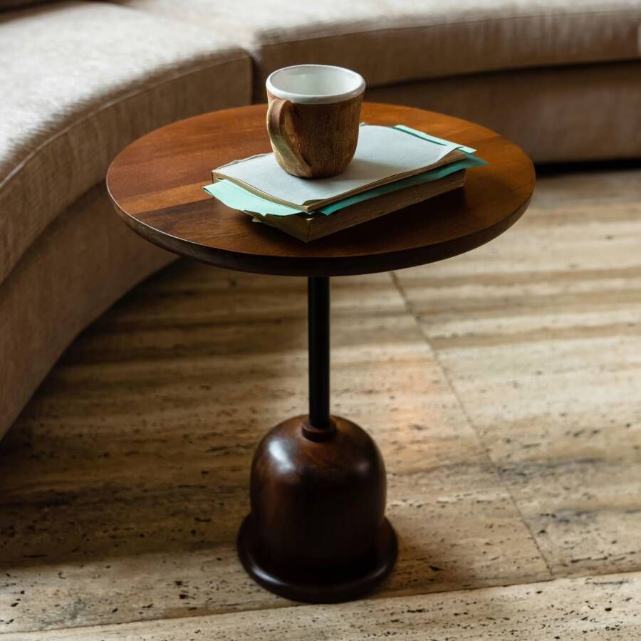 Dutchbone Bijzettafel Hazel Mangohout 45cm Bruin Rond