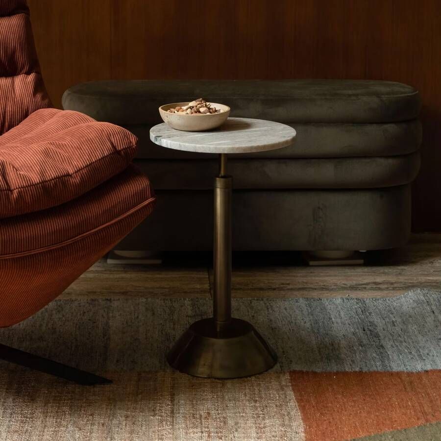 Dutchbone Bijzettafel Sana Marmer 30cm Wit Rond