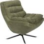 Dutchbone Draaifauteuil Vince Rib Groen - Thumbnail 2