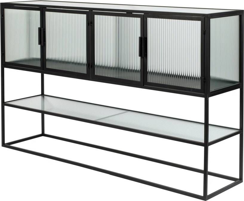 Dutchbone Dressoir Boli Glas en metaal 150cm Zwart