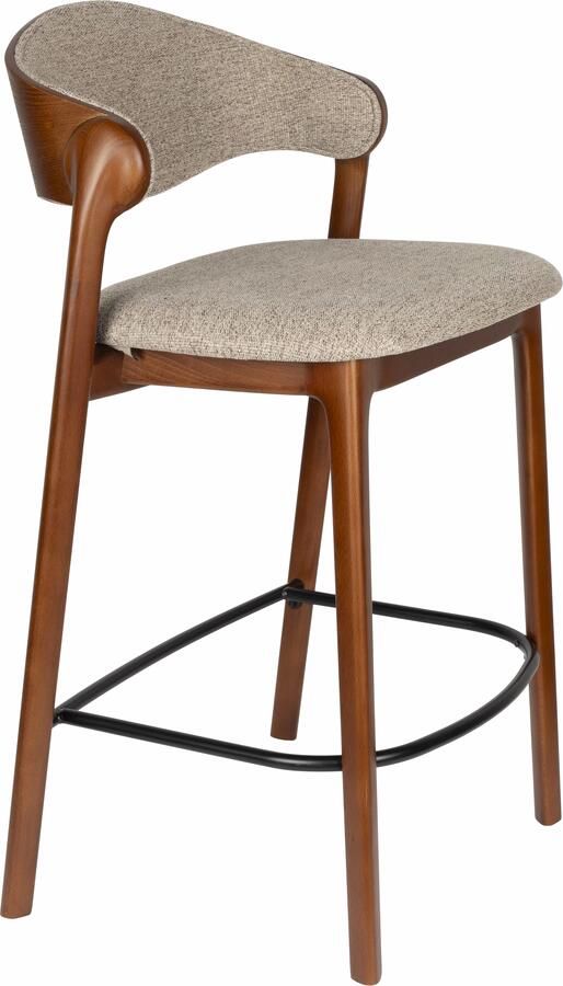 Dutchbone Barstoel Babington Walnoot en stof (zithoogte 65cm) Bruin