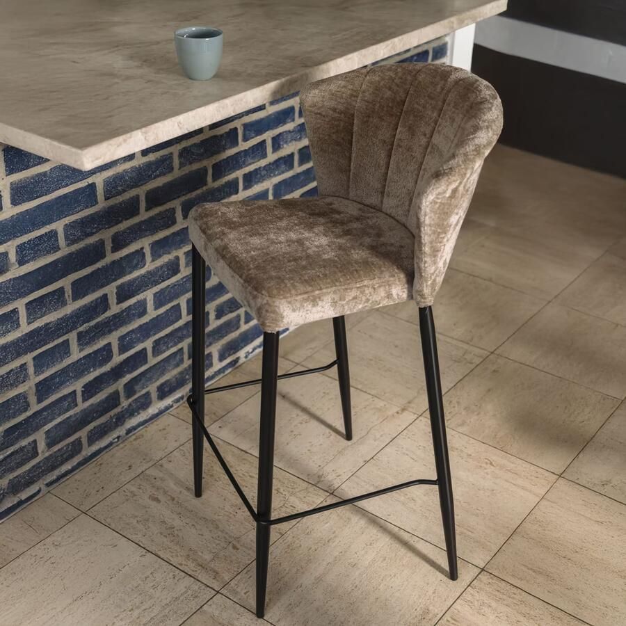 Dutchbone | Dutchbone | Barstoel Georgia Beige | Eetkamer meubels | Barstoel | Eetkamer meubels | Barstoel